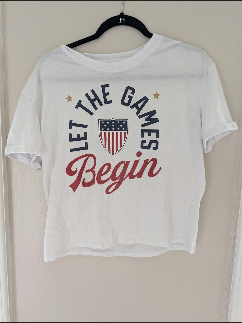 Let The Games Begin Graphic Tee - White with Red & Navy